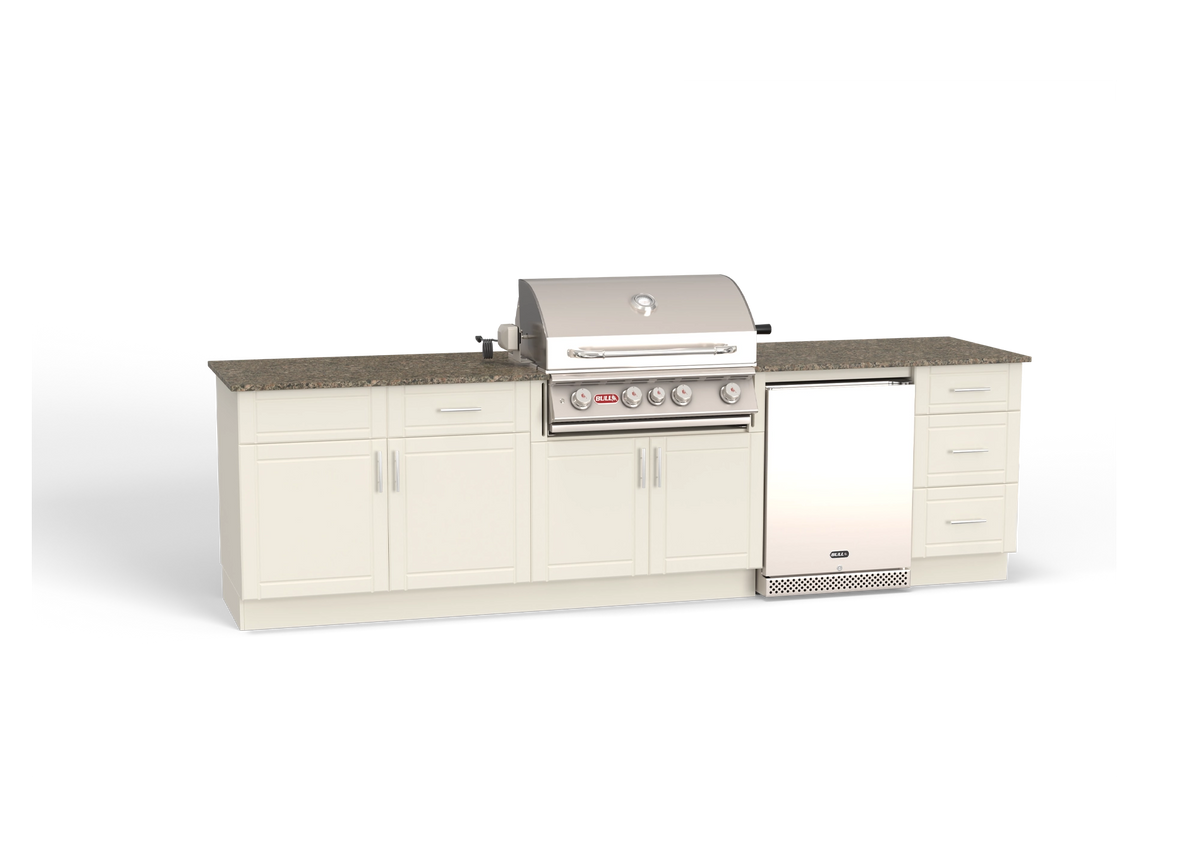 Bull DuraBull 10' Charleston Grill Island w/ 30" Angus Grill – Dune Cabinet / Coffee Brown Granite