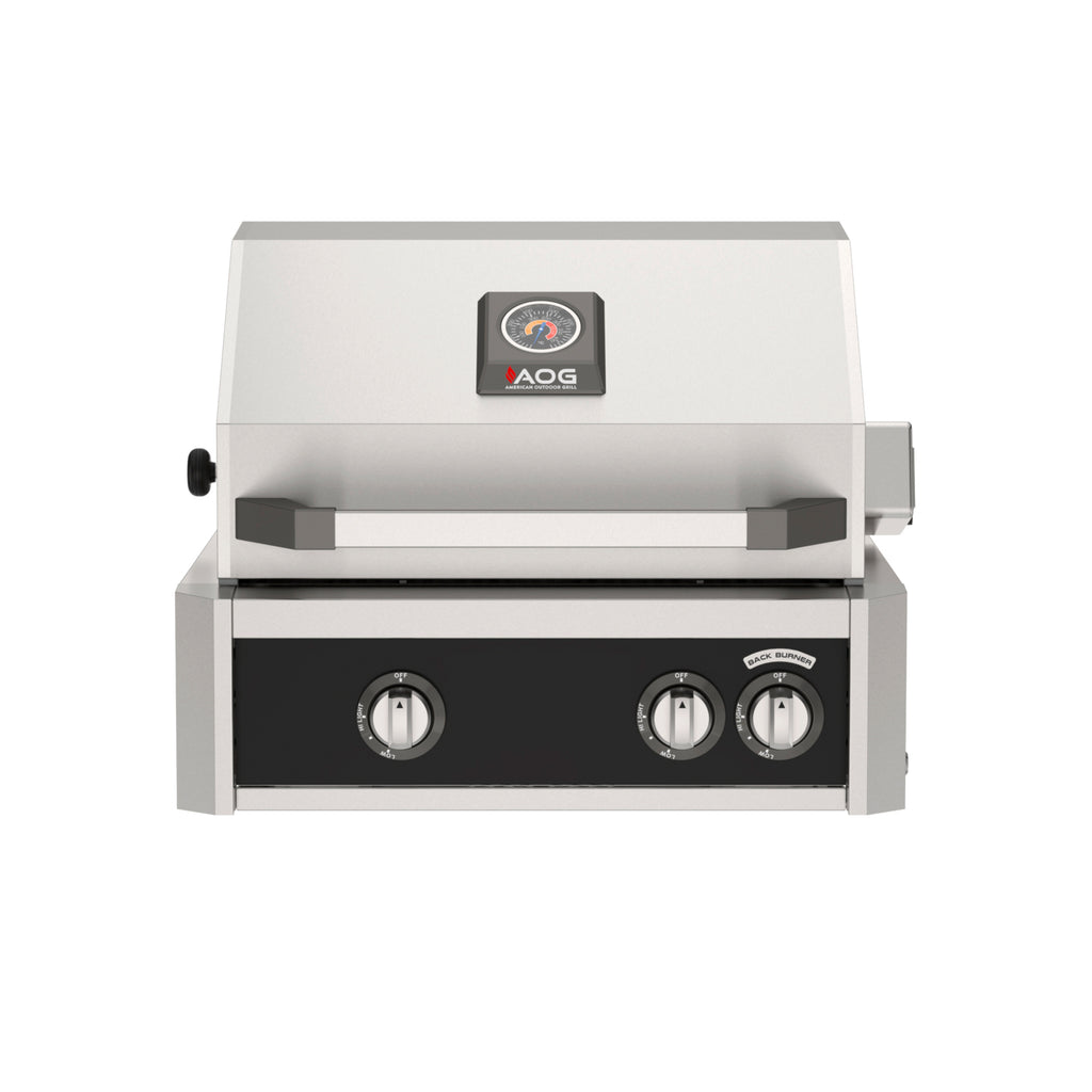 American Outdoor Grill L-Series 24" Built-In Gas Grill w/ Backburner & Rotisserie – black