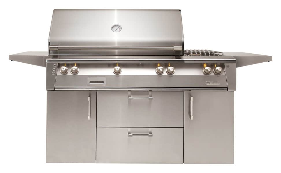 Alfresco ALXE 56" Freestanding Deluxe Cart Gas Grill w/ Sear Zone & Rotisserie & Side Burner