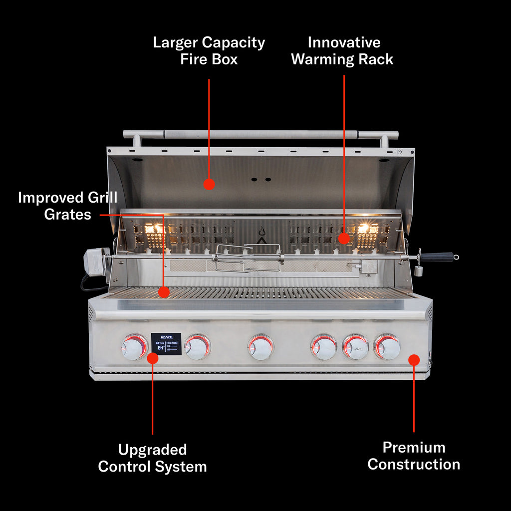 Blaze LTE Pro 40" 5-Burner Built-In Gas Grill w/ Rear Burner & Rotisserie – view 4