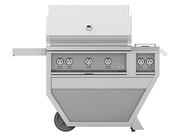Hestan 36" Freestanding Gas Grill w/ Deluxe Cart, 2 Trellis & 1 Sear Burner, Double Side Burner & Rotisserie