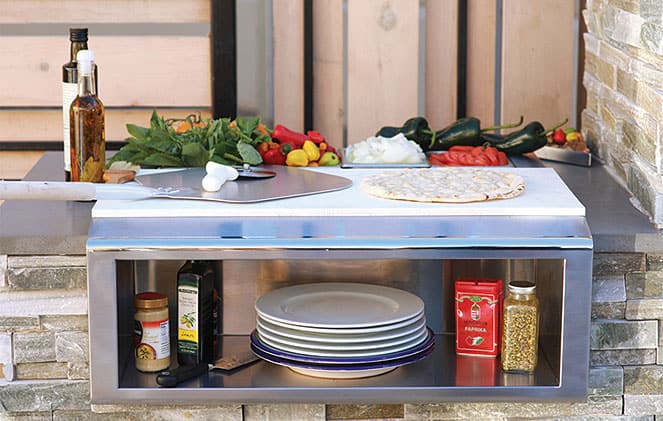 Alfresco 30" Pizza Prep & Garnish Rail – plating center